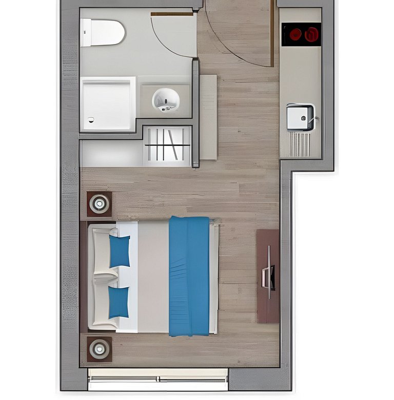 402, Estudio moderno con azotea y vista al mar