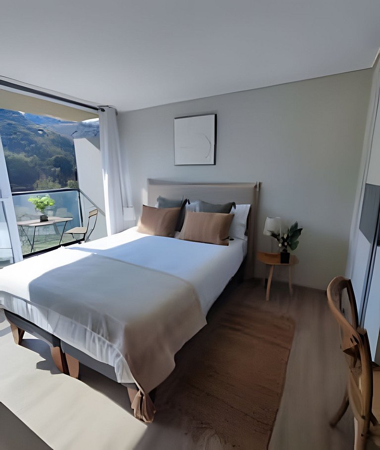 123,Estudio XL con Terraza y Vista